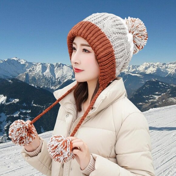 Women Khaki Winter Peruvian Cover Ears Beanie Hat Ear Flaps Sherpa Ski Snow main image 9